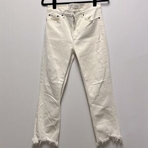 Zara “The Bootcut Cropped” Frayed Hem Jeans